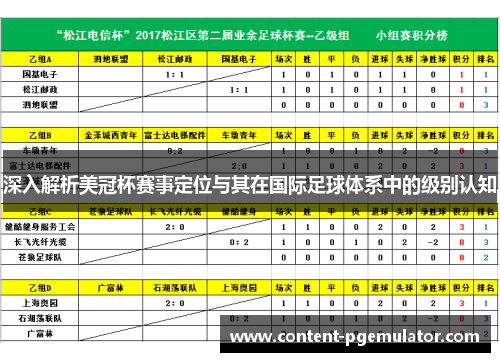 深入解析美冠杯赛事定位与其在国际足球体系中的级别认知
