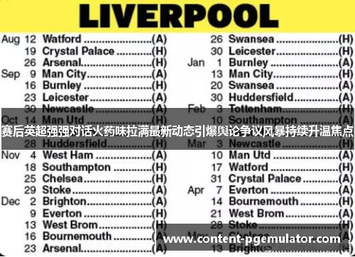 赛后英超强强对话火药味拉满最新动态引爆舆论争议风暴持续升温焦点