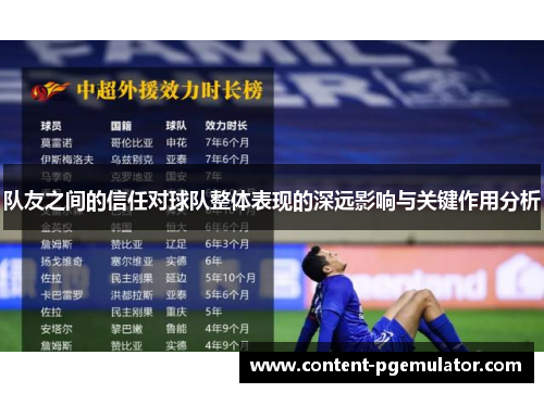 队友之间的信任对球队整体表现的深远影响与关键作用分析